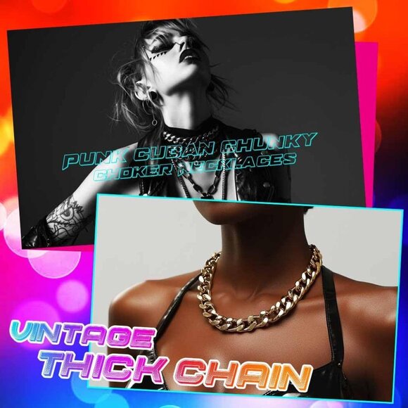 Fashionable Gold Choker Necklace - Chic Cuban Chain for Everyday Elegance - Picture 6 of 8